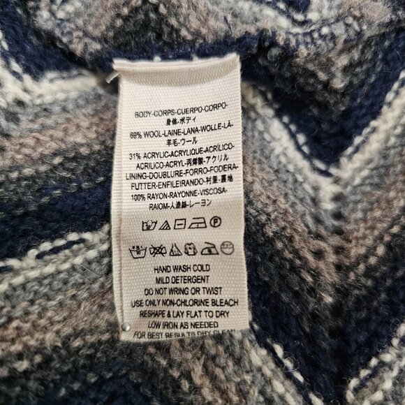 Free People Rhiannon Chevron Women Wool Blend Sweater Dress Size L V Neck Long/S - Picture 13 of 14